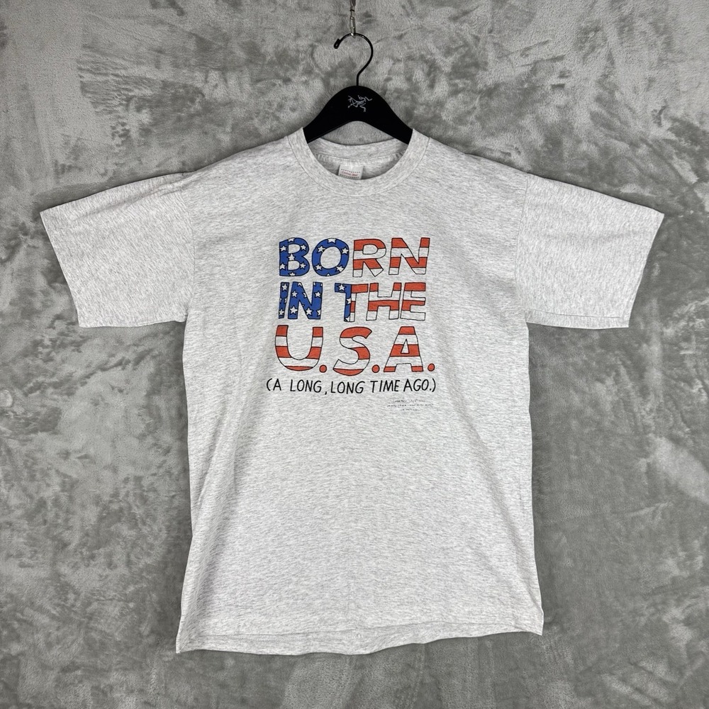 Vintage‎ T Shirt Born In The USA Graphic T-Shirt Mens XL 90s Single Stitch